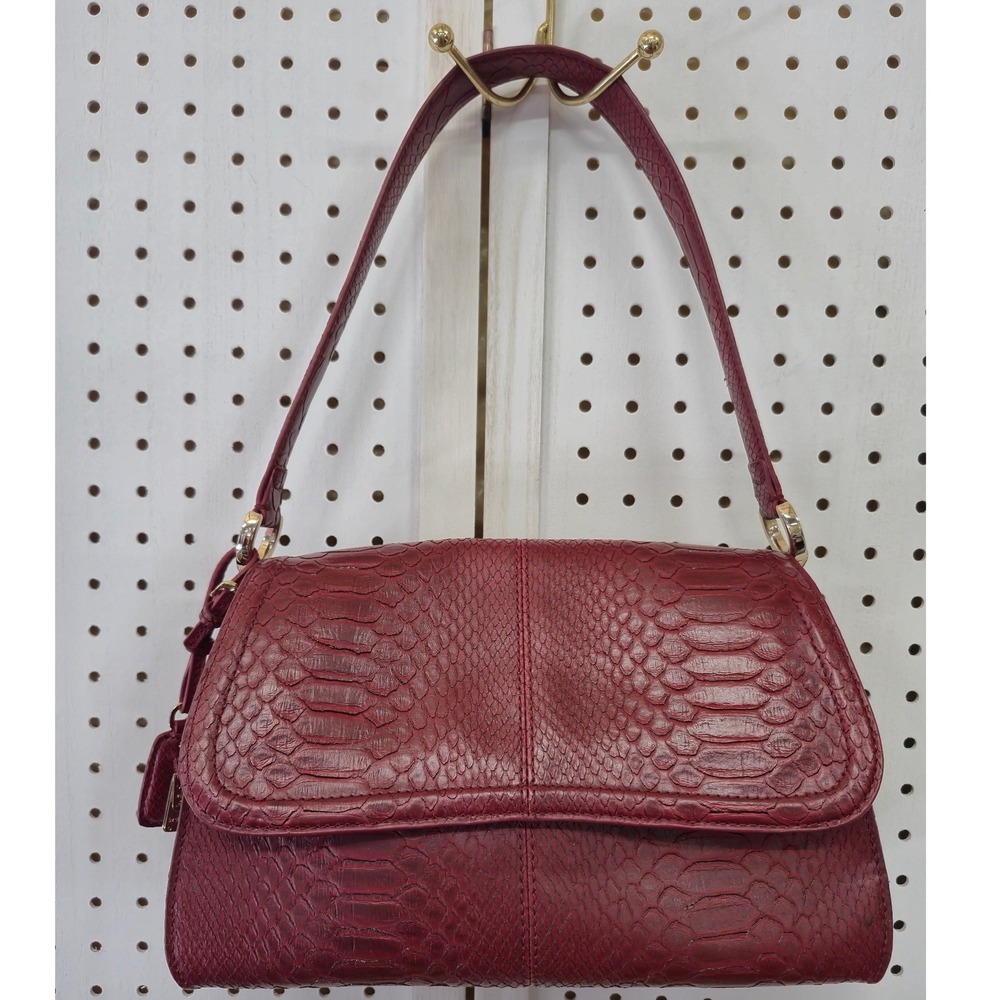Liz Claiborne Chic Red Snakeskin Embossed Faux Leather Shoulder Bag Purse